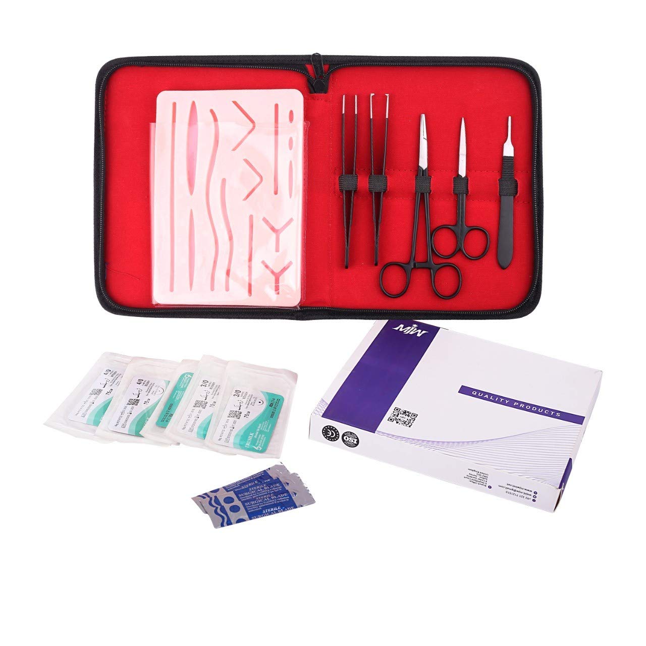 Suture Practice Pads & Kits 2 14 pre-cut wound black silicone suturing kit for OSCE and medical student training