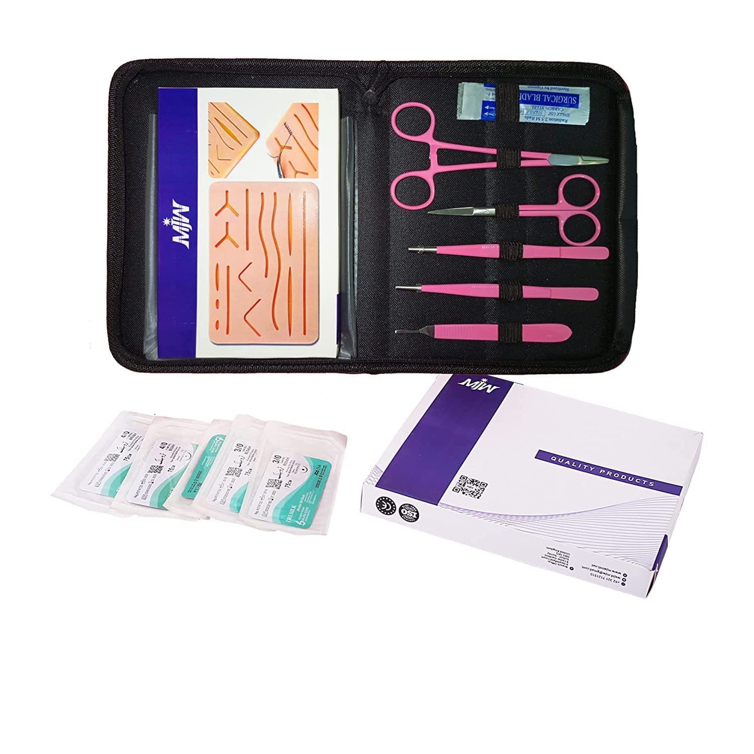 Suture Practice Pads & Kits 4 14 pre-cut wound pink silicone suturing kit for nursing and dental student training