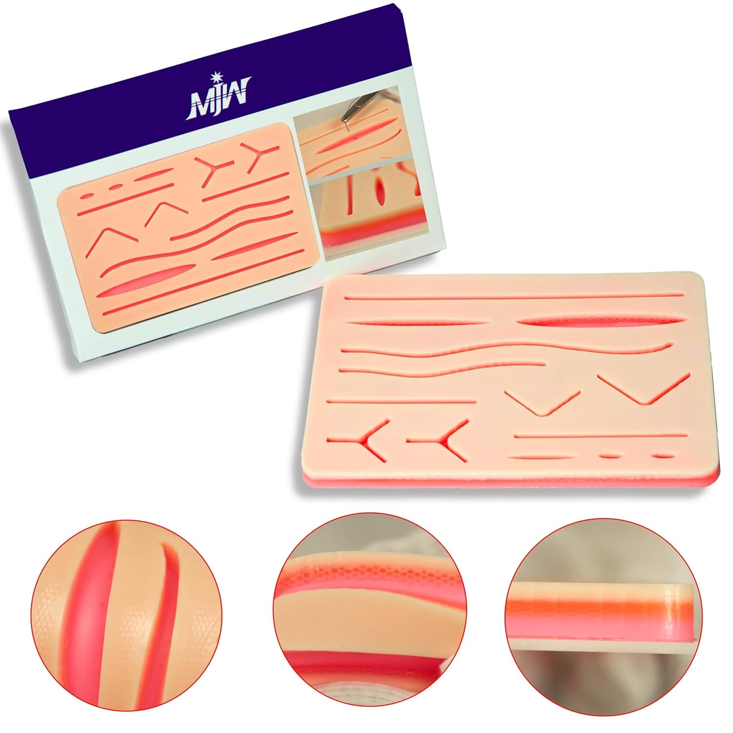 Suture Practice Pads & Kits 8 14 pre-cut wound silicone suturing pad without instruments for bulk university orders